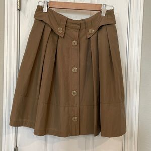 Anthropologie Sine Khaki Pleated Skirt with Pockets